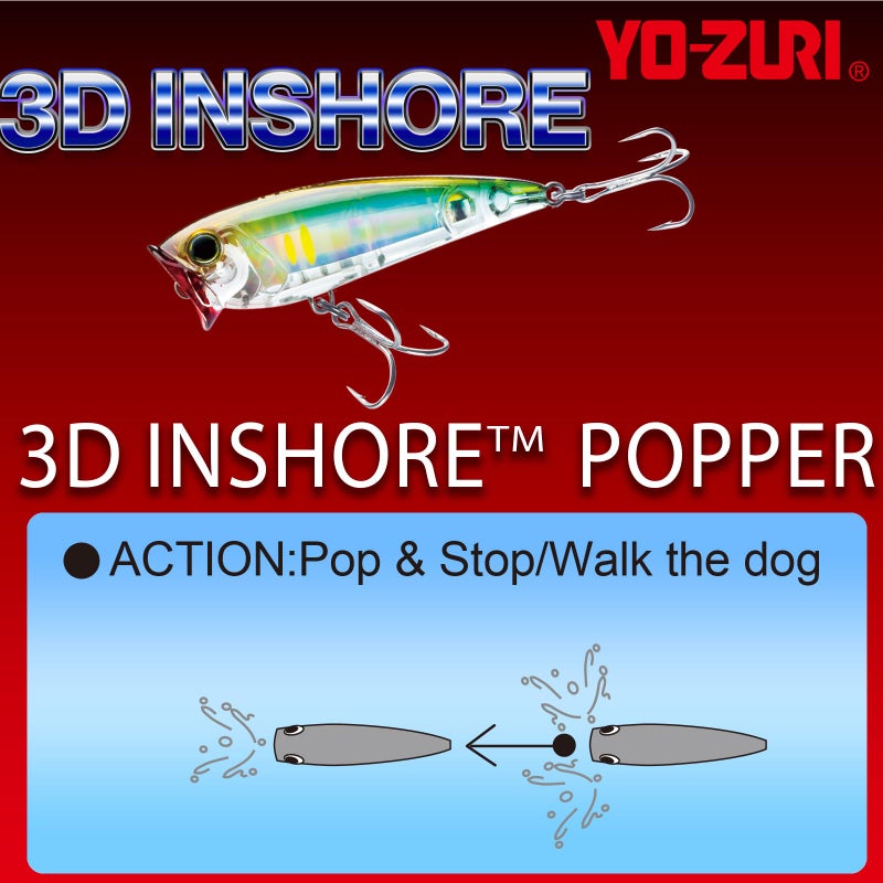 DUEL Yo-Zuri R1210-GHIW 3D Inshore Popper, Color, Sardine, 70mm 2-3/4" - Image 4